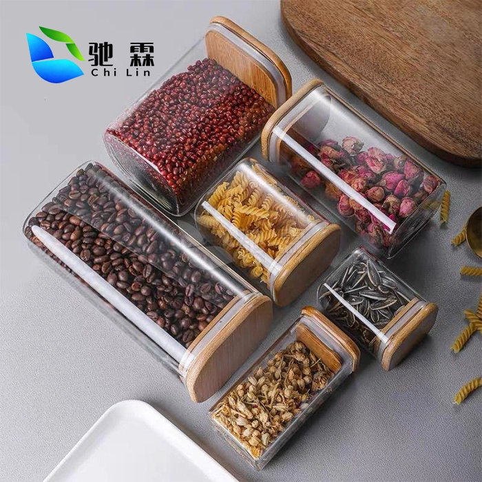 spice jars bamboo lid set